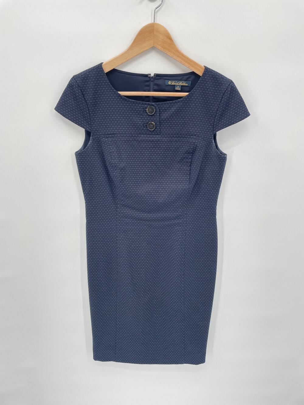 BROOKS BROTHERS Navy Cap Sleeve Pencil Sheath Dress // 4